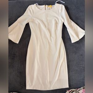 Calvin Klein Cream Long Sleeve Dress